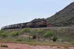 BNSF 5052 brings a empty grain train down curtis hill